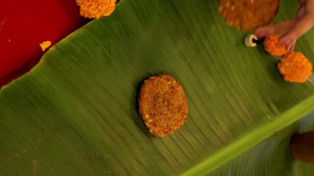 Navratri Upwas Thali  Fasting food platter on banana leaf background