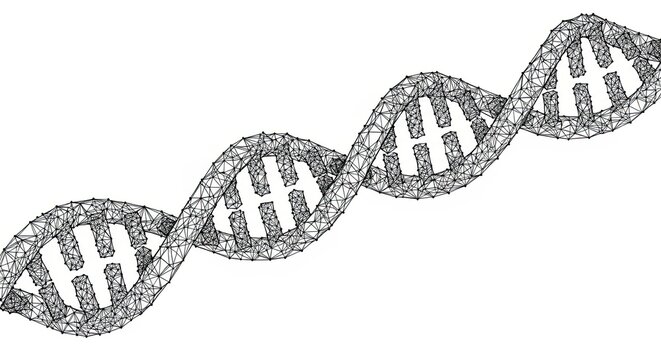 A Stylized DNA Chain in a Black Vector Illustration