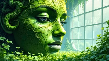 Green plant avatar art scene