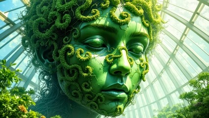 Green plant avatar art scene