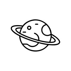 Fototapeta premium Line art illustration of a planet with rings in outer space 