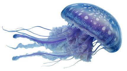 A single beautiful jellyfish floating gracefully on transparent png background. Ai generated