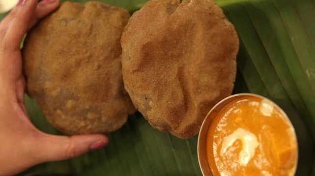 Navratri Upwas Thali  Fasting food platter on banana leaf background