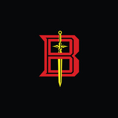 Letter B Sword Logo