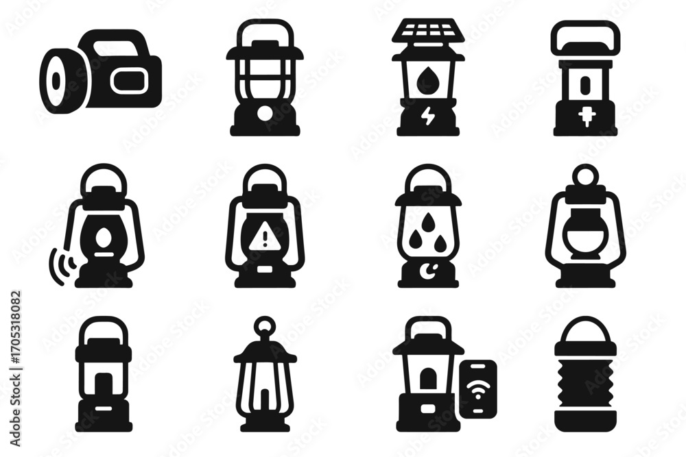 Poster foldable emergency adjustable hanging vector icon smart lantern handheld led digital lanterns