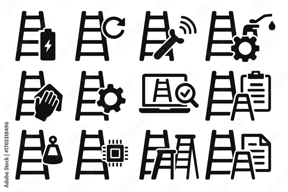 Poster smart cleaning icon hardware inspection vector load icons firmware ladder support sensor