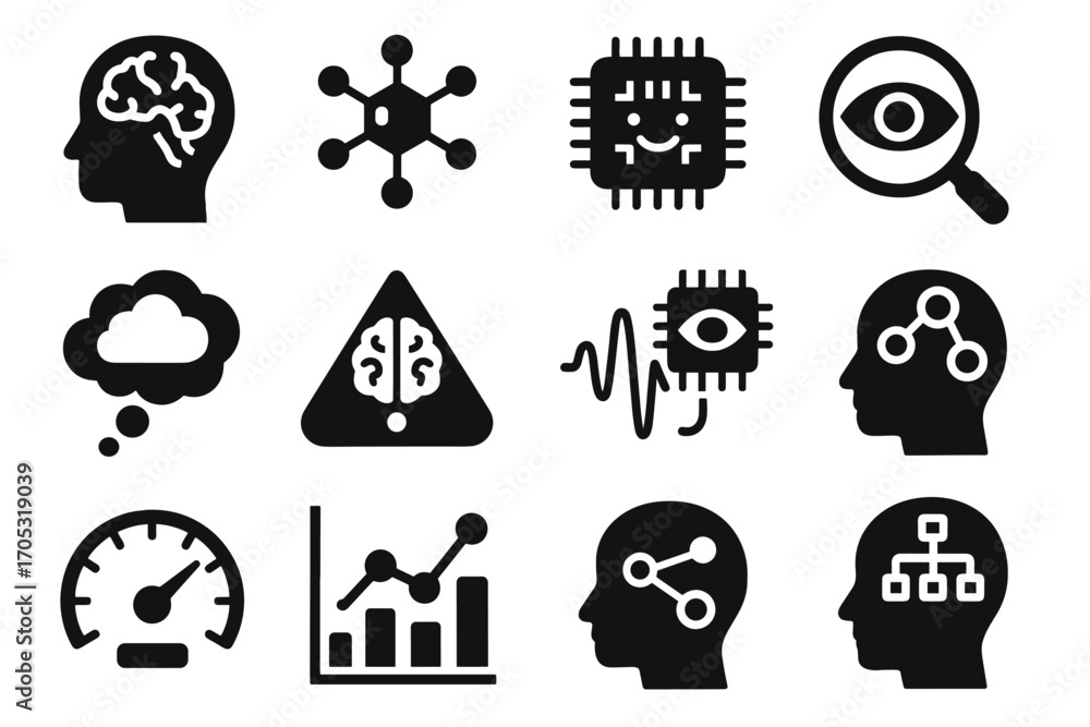 Aufkleber type ai vector architecture sleep tool neural icon dream intelligence symbolism recognition