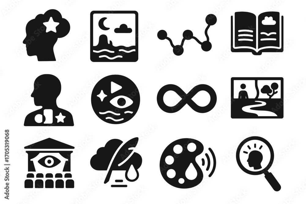 Aufkleber render art dream vector journey builder generator visualization icon filter timeline set