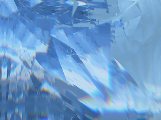Blue abstract prismatic glitch background with chromatic aberration effect.