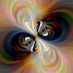 Fractal vortex abstract background with chromatic aberration effect.