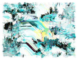 Abstract glitch background representing malfunctioning technology, data corruption.