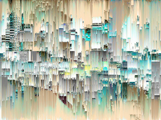 Pixel sorting glitch background resembling abstract cityscape or data corruption.