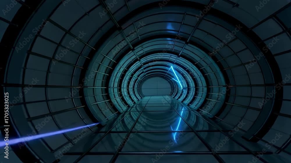 Poster Abstract neon light tunnel animation background futuristic glowing colorful design motion graphics art 3d