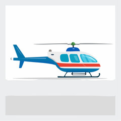 Fototapeta premium Colorful Cartoon Helicopter with Skis.