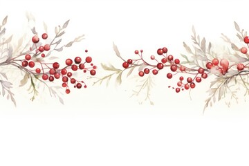 Christmas border celebration plant white background.