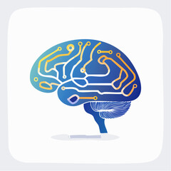Colorful Circuitry Brain Illustration.
