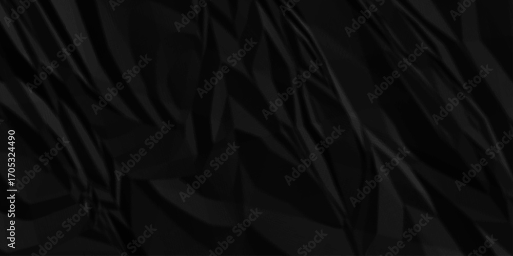 Poster black crumpled recycled craft paper texture background. abstract shape background with space paper f
