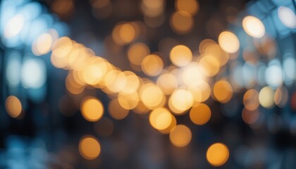 Warm Glowing Lights Create a Dreamy Ambiance in a Modern Indoor Setting During Evening Hours