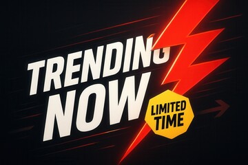 Bold banner with TRENDING NOW and LIMITED TIME promo, dynamic lightning style, impactful retail discount offer.