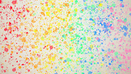 Colorful watercolor paint splashes on a black background, creating a vibrant, dynamic abstract pattern perfect for backgrounds, digital art, and modern design projects