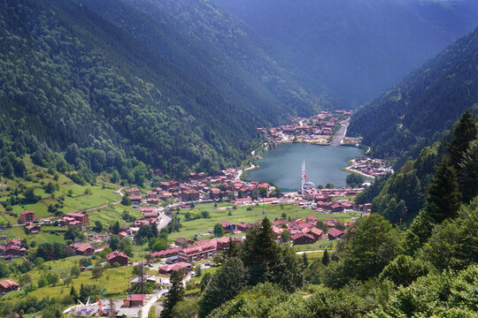 A view from Uzung&ouml;l - Trabzon , Turkiye's  most beautiful natural wonder . ( Uzungol, Trabzon -Turkiye )