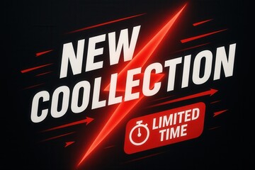 Fototapeta premium NEW COLLECTION and LIMITED TIME offer banner, dynamic lightning style, essential retail promo urgency.
