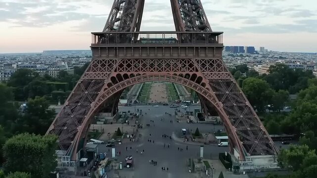 Eiffel tower base aerial view