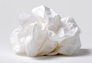 Obraz premium Crumpled white tissue paper ball against a plain background