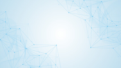 Global network connection website header or banner design. Abstract background with connecting dots and lines. Global business. Social network communication. Internet technology. Vector illustration