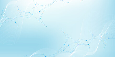 Global network connection website header or banner design. Abstract background with connecting dots and lines. Global business. Social network communication. Internet technology. Vector illustration