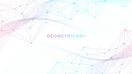 Global network connection website header or banner design. Abstract background with connecting dots and lines. Global business. Social network communication. Internet technology. Vector illustration