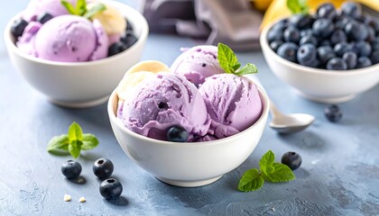 Fresh blueberry and banana ice cream