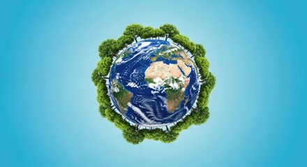 Fototapeta premium Green Planet Earth Surrounded by Lush Trees.