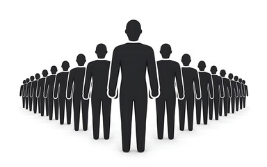 Silhouette of a large group of people in formation