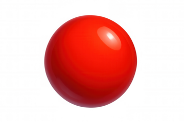 Glossy red sphere with smooth surface, floating against transparent backdrop, perfect for graphic design and digital artwork