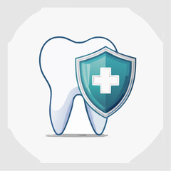 Obraz premium Protected Tooth with Shield Icon for Dental Health.