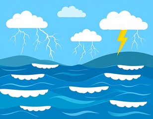 Cartoon storm over water