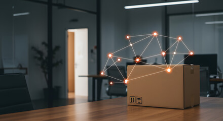 Modern logistics package delivery with secure shipment handling efficient transportation and reliable courier service in a professional warehouse environment