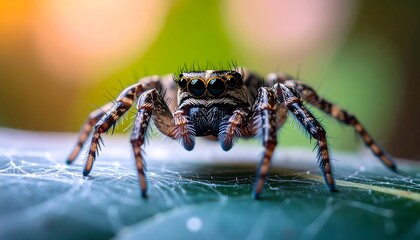 Close-up of a jumping spider on a leaf (1)