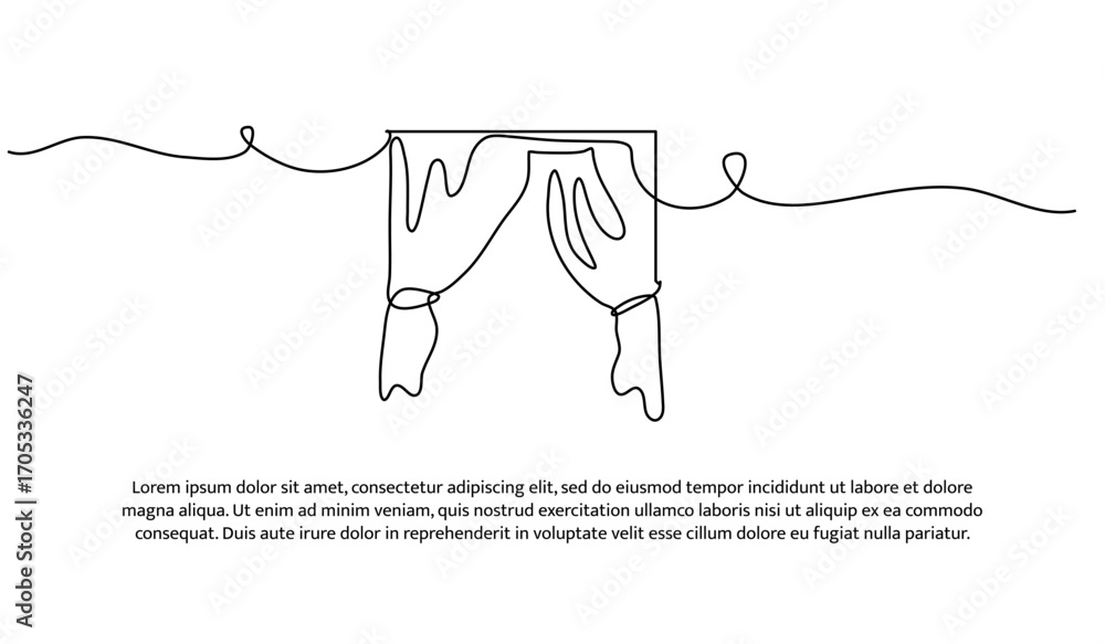 Aufkleber one line of draperies. abstract minimal continuous line.