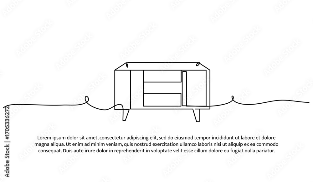 Poster one line of television table. abstract minimal continuous line.