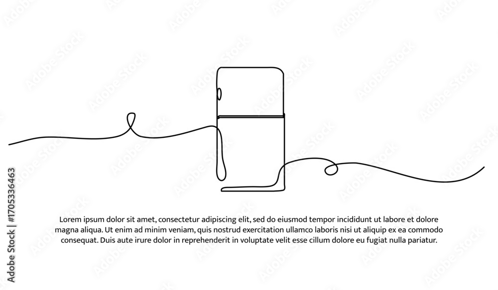 Aufkleber one line of refrigerator. abstract minimal continuous line.
