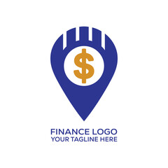 Finance Logo with Dollar Symbol and Map Pin Icon