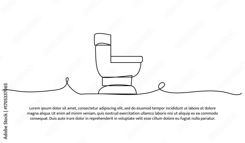 Poster one line of sitting toilet. abstract minimal continuous line.