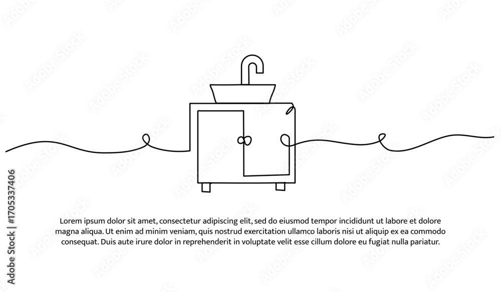 Poster one line of sink. abstract minimal continuous line.
