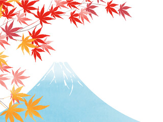 紅葉と富士山の和風フレーム