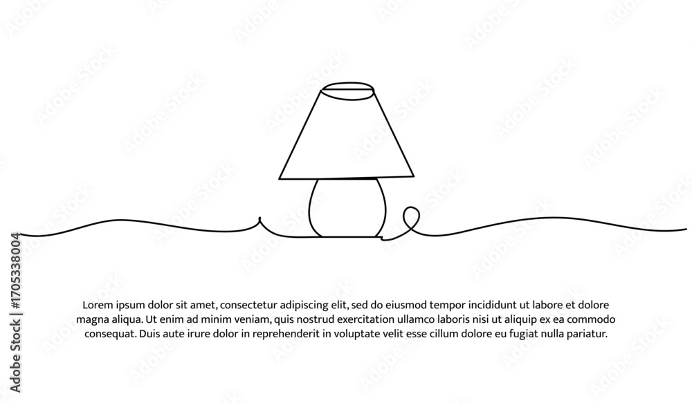 Poster one line of lamp. abstract minimal continuous line.