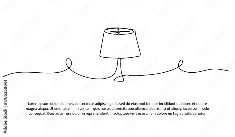 Poster one line of lamp. abstract minimal continuous line.