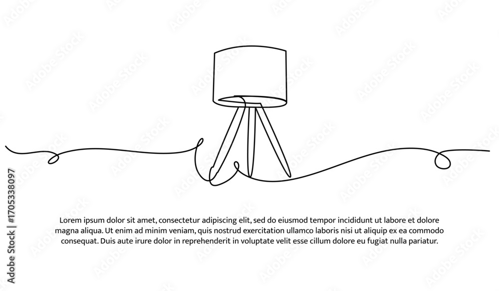 Poster one line of lamp. abstract minimal continuous line.