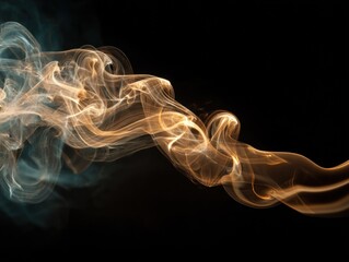 Delicate swirls of smoke ascend against a dark backdrop, exhibiting chaos and fluid movement. The soft blend of colors creates an enchanting atmosphere, evoking a sense of mystery and artistry